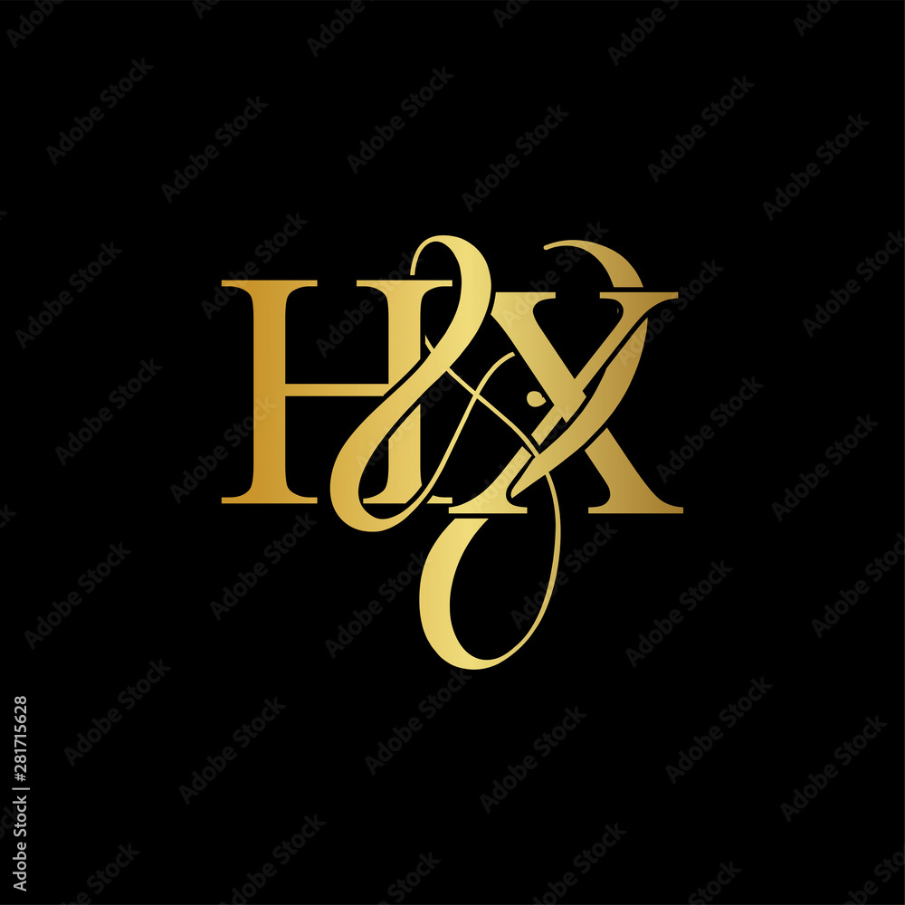 Initial letter H & X HX luxury art vector mark logo, gold color on black background. Initial letter H & X HX luxury art vector mark logo, gold color on black background.