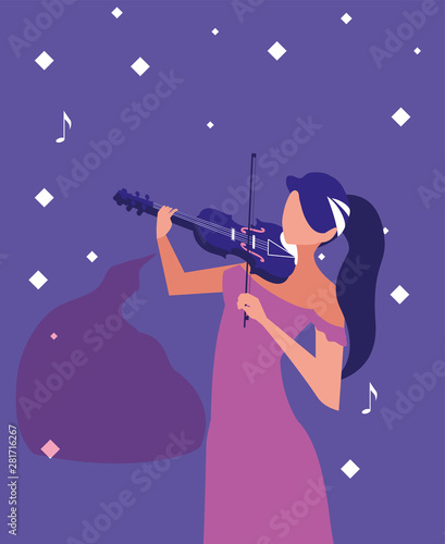 musician woman violin playing musical