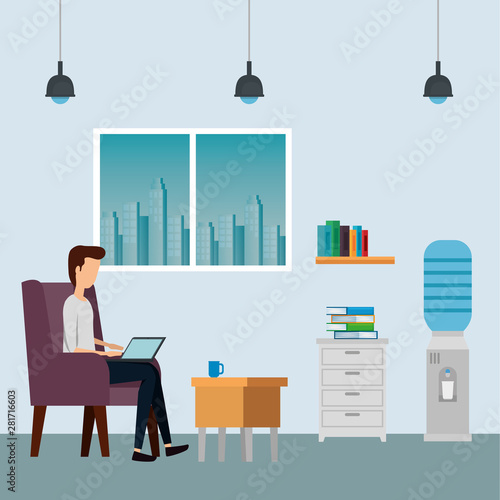 elegant businessman worker in the sofa