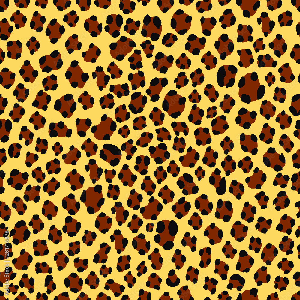 Fototapeta premium Seamless orange black and brown leopard animal pattern design vector