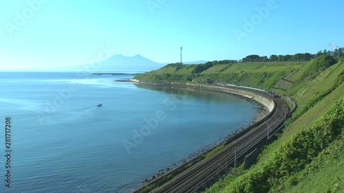 Wallpaper Mural Hakodate Main Line along shore of Uchiura Bay, Yakumo, Hokkaido, Japan Torontodigital.ca