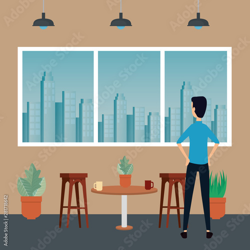 elegant businessman worker in the office scene