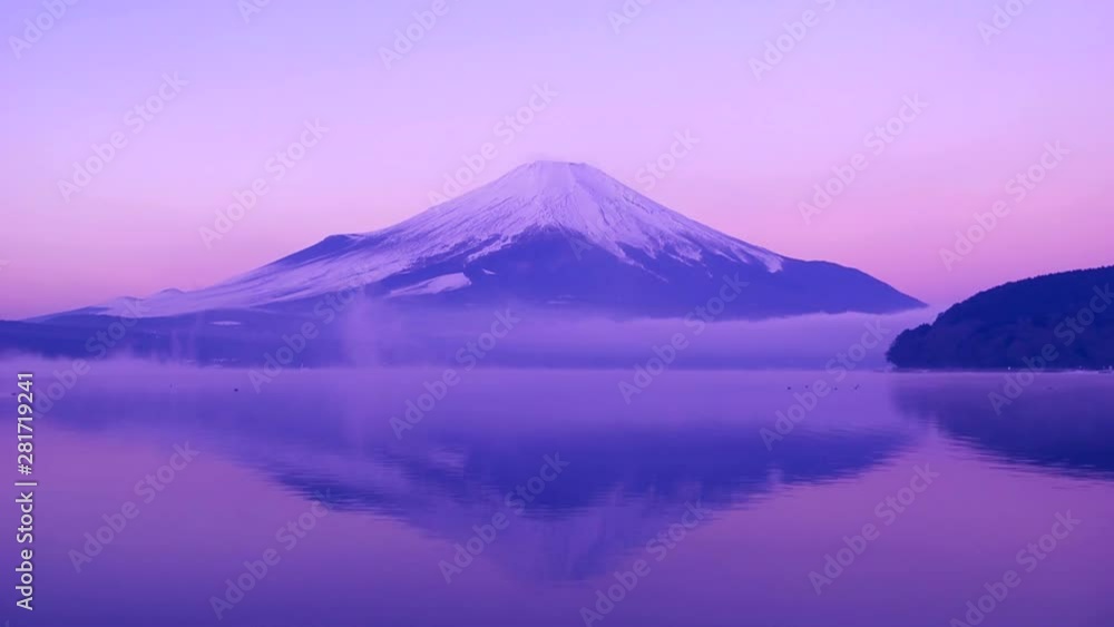 Lake Yamanaka and Mount Fuji at sunrise, Yamanashi Prefecture, Japan Lake Yamanaka and Mount Fuji at sunrise, Yamanashi Prefecture, Japan