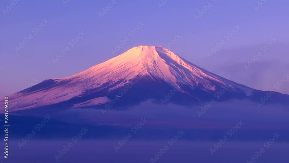 Snowcapped Mount Fuji at sunrise, Yamanashi Prefecture, Japan Snowcapped Mount Fuji at sunrise, Yamanashi Prefecture, Japan
