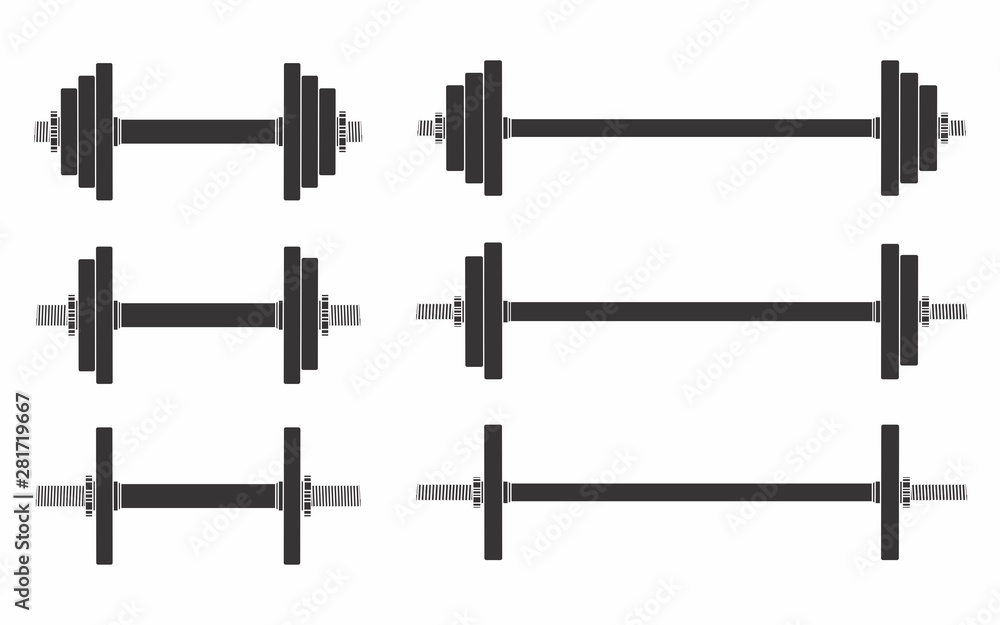 Dumbbell, simple and colored. Dumbbell, simple and colored.