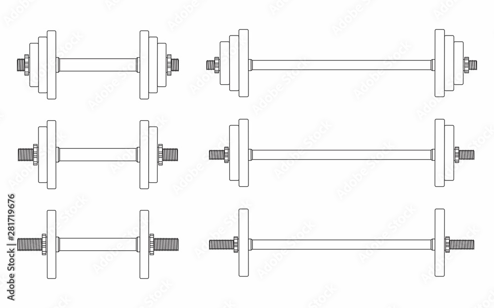 Dumbbell, simple and colored. Dumbbell, simple and colored.