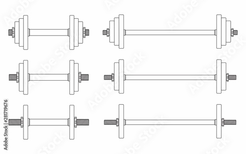 Dumbbell, simple and colored.