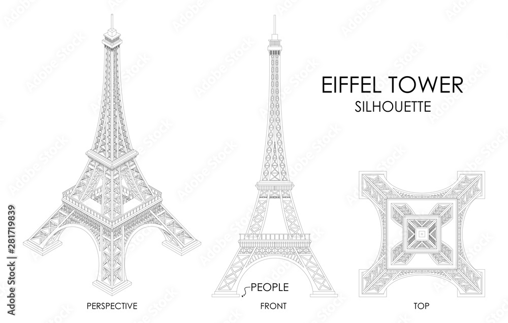 Eiffel Tower. Different design. - obrazy, fototapety, plakaty 
