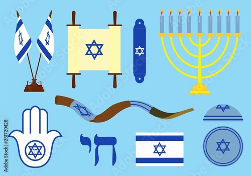 Jewish symbols colored.