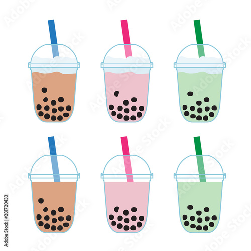 The Bubble Tea or boba tea, Pearl milk tea and popular drink vector, illustration