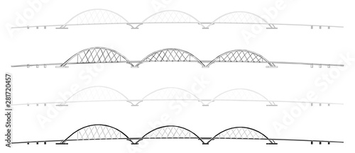 Juscelino Kubitschek Bridge skyline colored and outline only