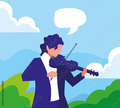 musician man violin playing music