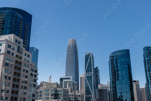 Beautiful view of the San Francisco downtown on a clear summer day  Northern California