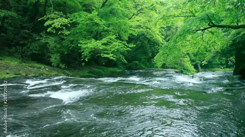 View of wavy river, Kikuchi, Kumamoto Prefecture, Japan View of wavy river, Kikuchi, Kumamoto Prefecture, Japan