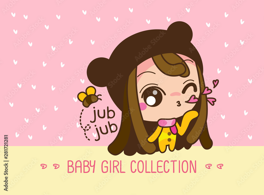 Baby girl collection, a cute Cartoon Girl. Vector, illustration. Baby girl collection, a cute Cartoon Girl. Vector, illustration.