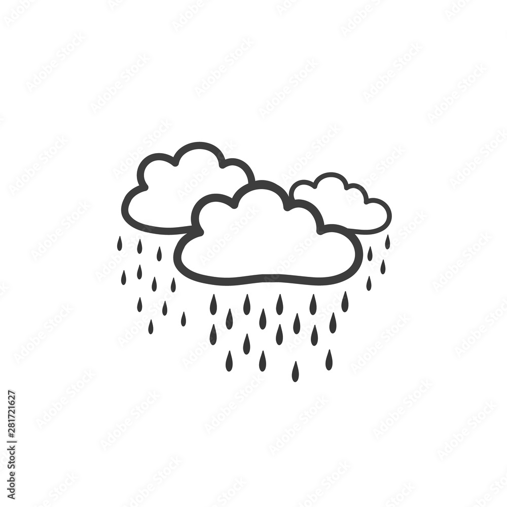 Premium Vector | Heavy rain natural disaster icon doodle drawing style  flood building water damage line illustration