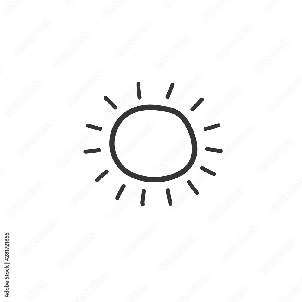 Drawing of the sun. Symbol of the sunny weather. vector hand drawn illustration in the style of a doodle. Drawing of the sun. Symbol of the sunny weather. vector hand drawn illustration in the style of a doodle.