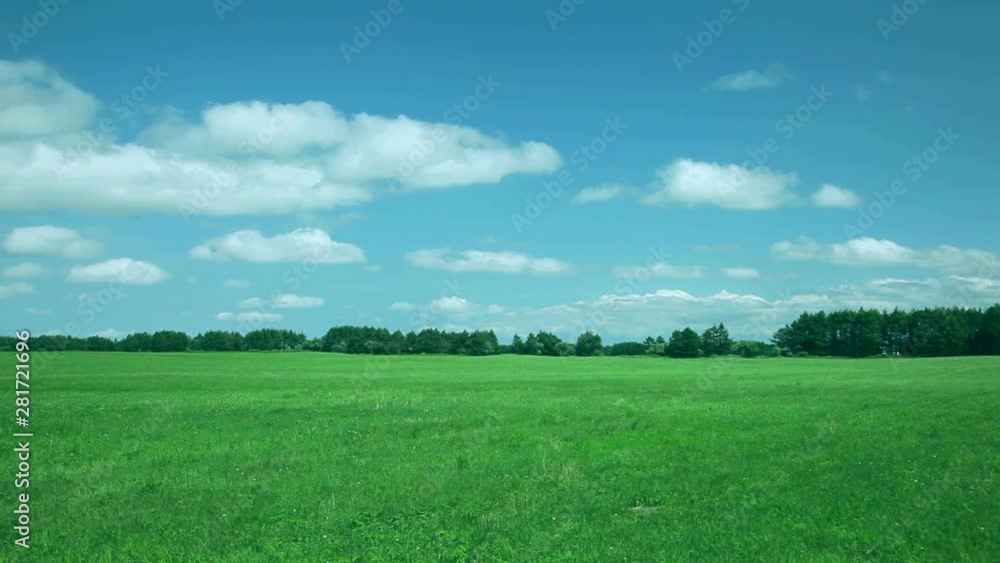 Timelapse of green field, Shibecha, Hokkaido, Japan Timelapse of green field, Shibecha, Hokkaido, Japan