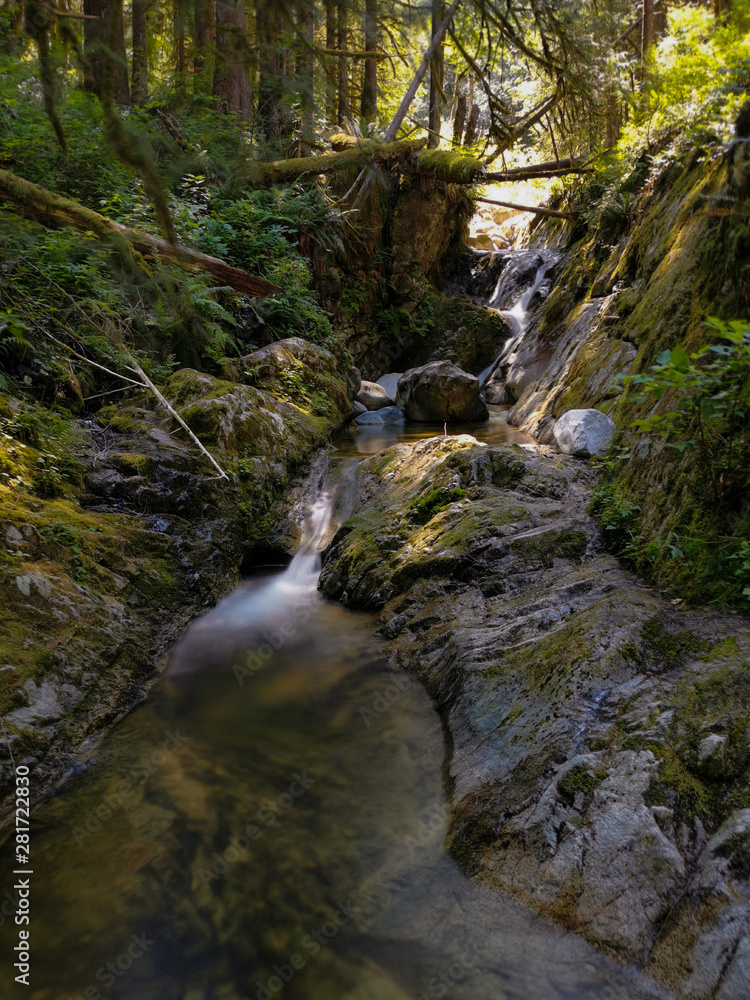 Silky Water Stream Brook River Runs over River Rocks Silky Water Stream Brook River Runs over River Rocks