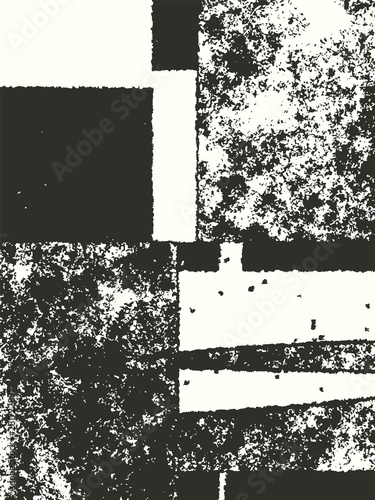 Abstract grunge vector background. Monochrome composition of irregular graphic elements.