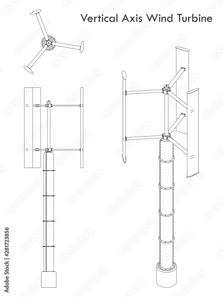 Fototapeta premium Vertical Axis Wind Turbine colored