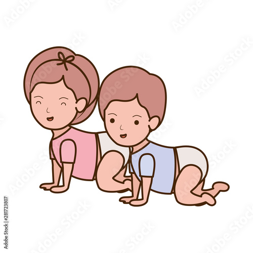 Isolated baby boy and girl design