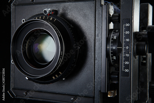 film camera on black background