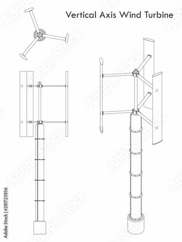 Vertical Axis Wind Turbine colored