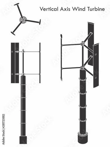 Vertical Axis Wind Turbine colored