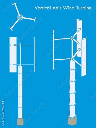 Vertical Axis Wind Turbine colored
