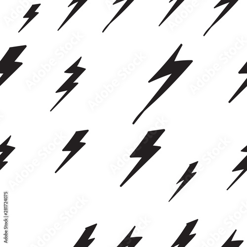 seamless pattern hand drawn thunder with doodle style