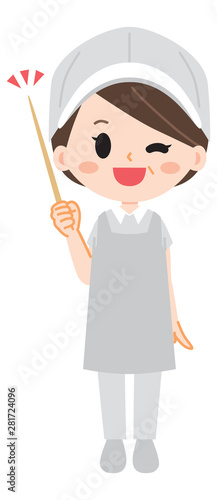 Illustration of an aunt explaining lunch