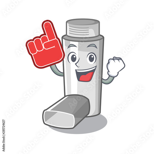Foam finger asthma inhaler in the character bag