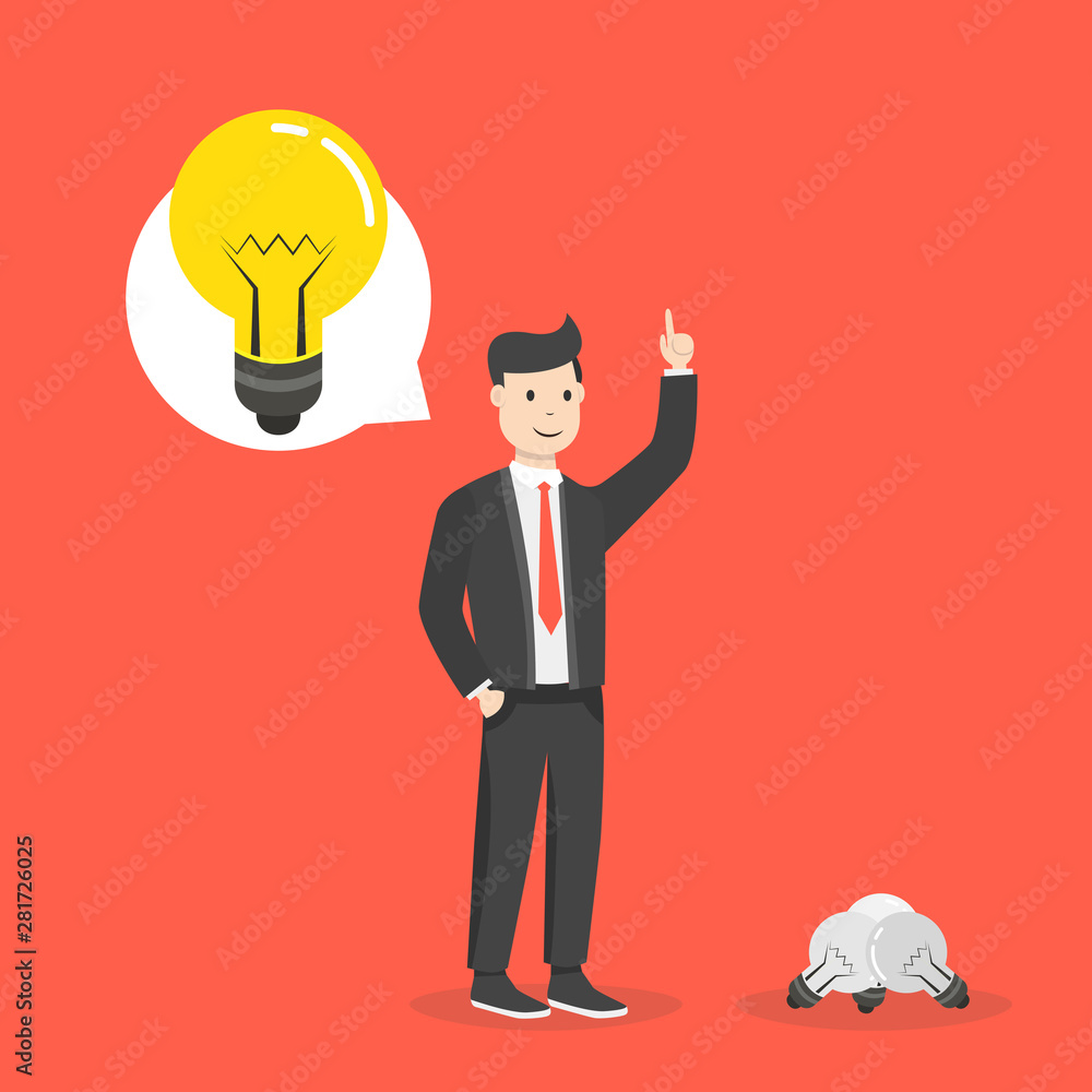 Businessman get a great idea. Business idea concept. Flat cartoon style. Vector illustration. Businessman get a great idea. Business idea concept. Flat cartoon style. Vector illustration.
