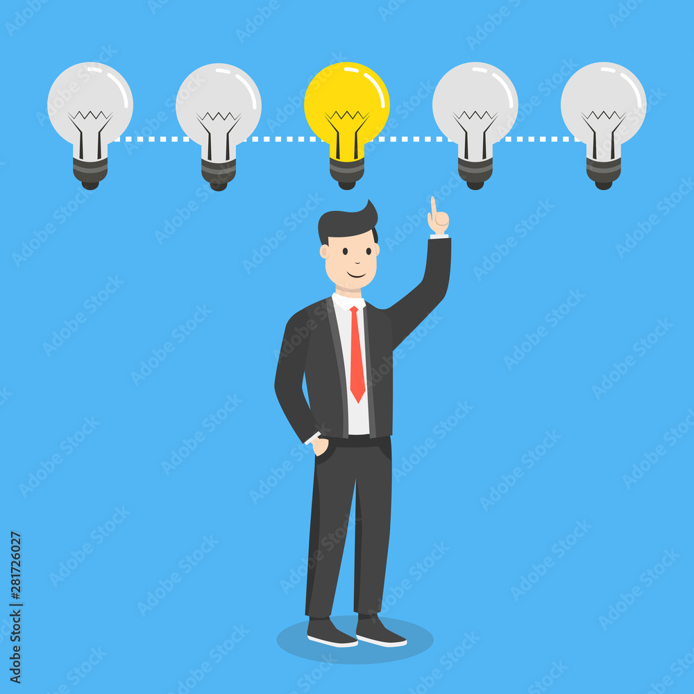 Businessman get a great idea. Business idea concept. Flat cartoon style. Vector illustration. Businessman get a great idea. Business idea concept. Flat cartoon style. Vector illustration.