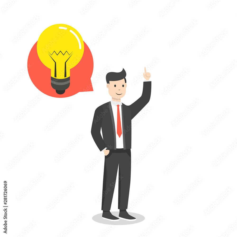 Businessman get a great idea. Business idea concept. Flat cartoon style. Vector illustration. Businessman get a great idea. Business idea concept. Flat cartoon style. Vector illustration.
