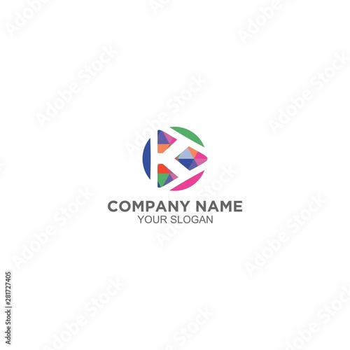 K Digital Colorfull Logo Design Vector