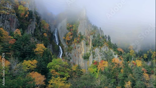 Waterfall in Sounkyo Gorge seen in autumn, Kamikawa, Hokkaido photo