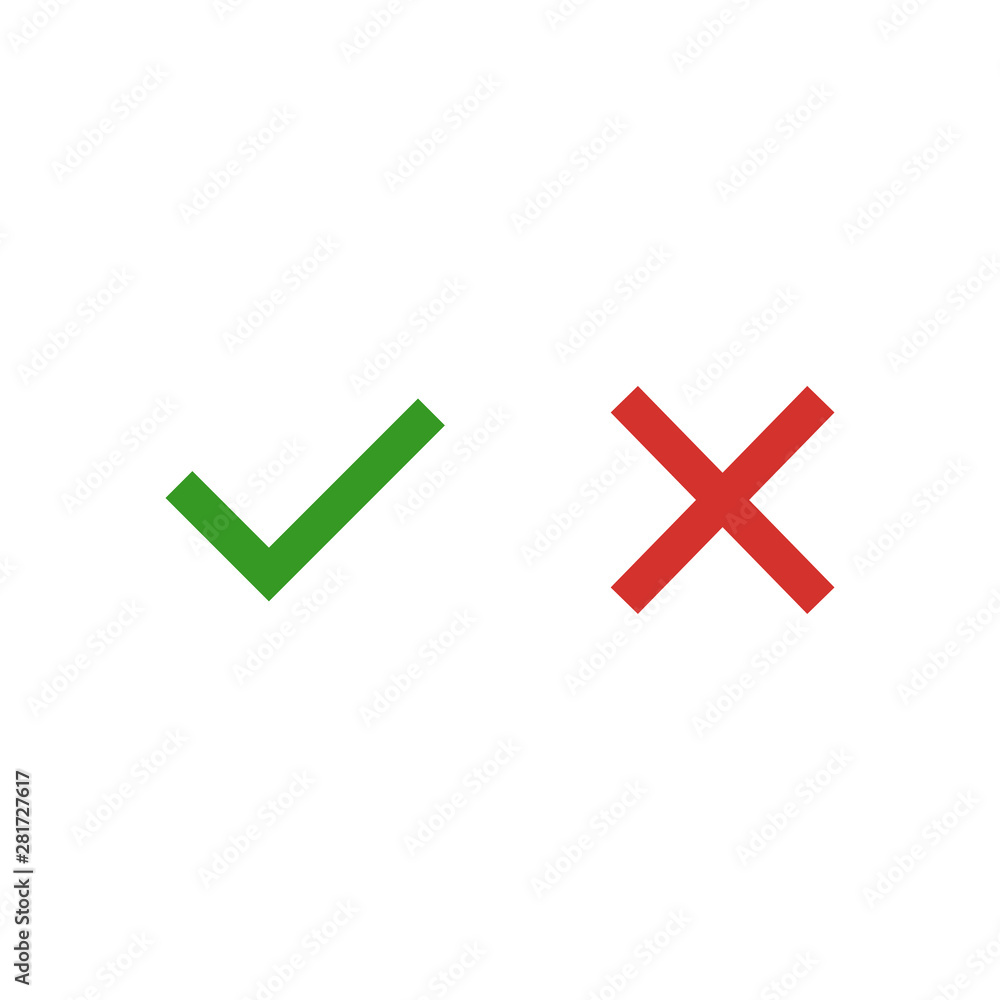 Check and Cross Symbol Icon Vector Design Illustration Check and Cross Symbol Icon Vector Design Illustration