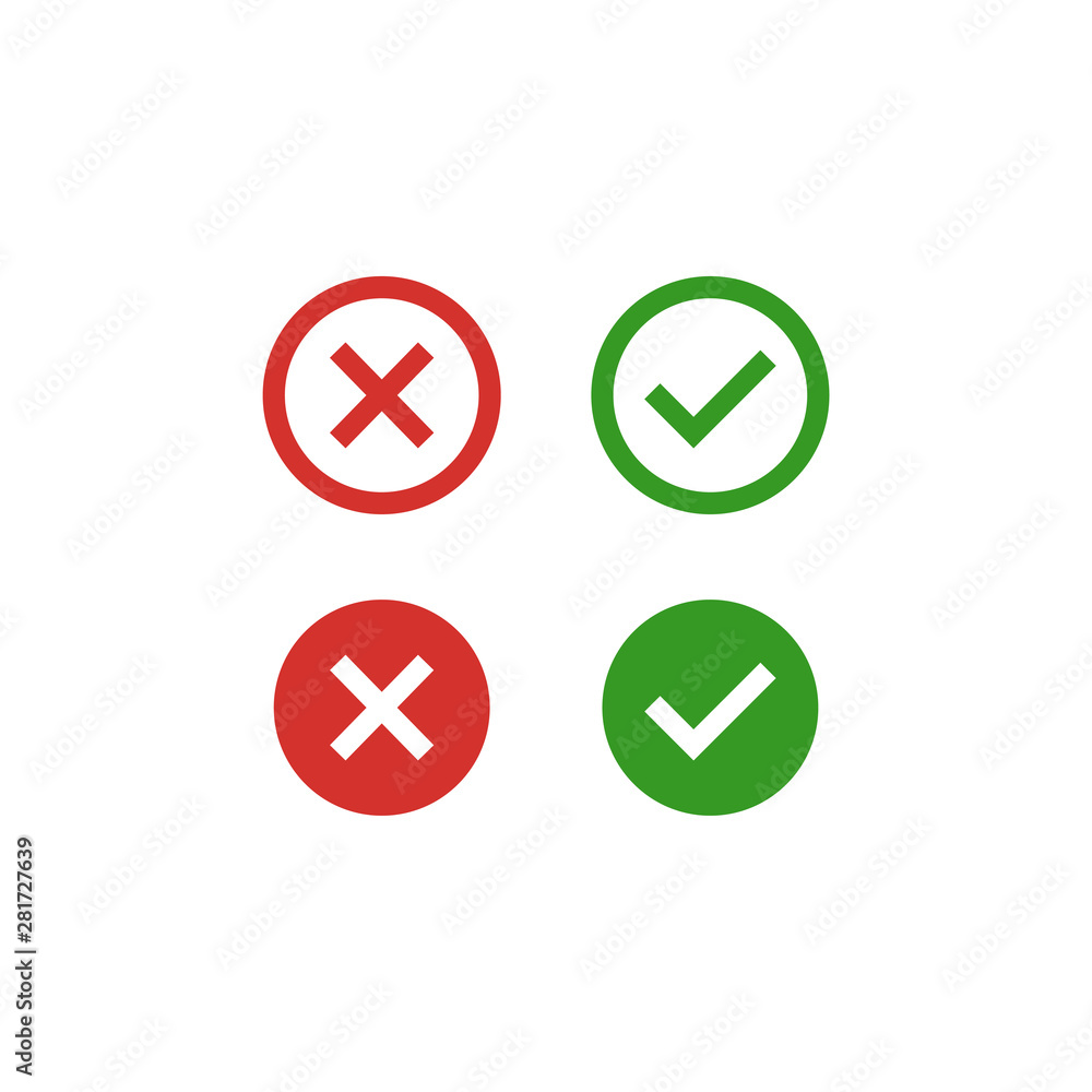 Check and Cross Symbol Icon Vector Design Illustration Check and Cross Symbol Icon Vector Design Illustration