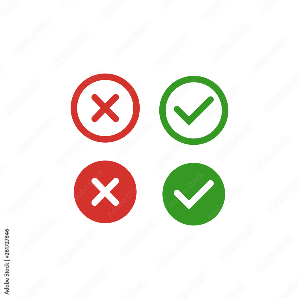 Check and Cross Symbol Icon Vector Design Illustration Check and Cross Symbol Icon Vector Design Illustration