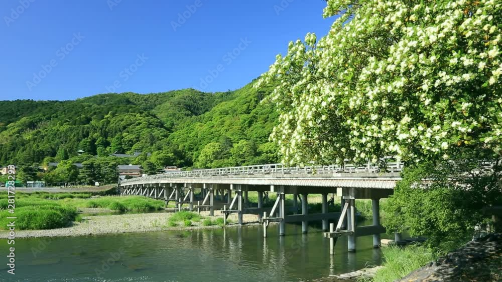Togetsu Bridge and Katsura River, Kyoto City, Kyoto Prefecture, Japan Togetsu Bridge and Katsura River, Kyoto City, Kyoto Prefecture, Japan