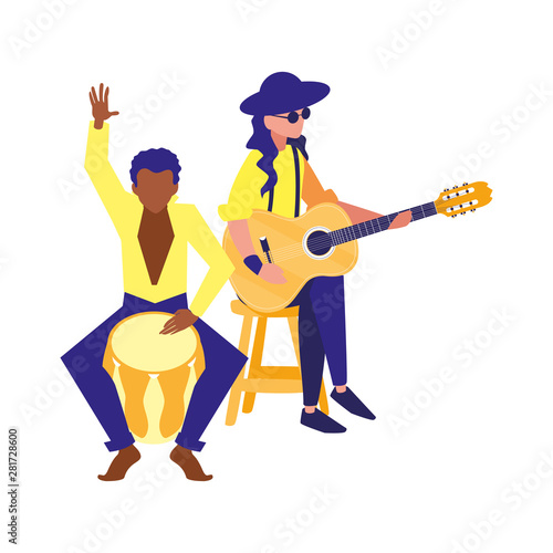 two male musicians musical instruments