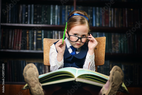 Canvas Print girl looking like strict teacher