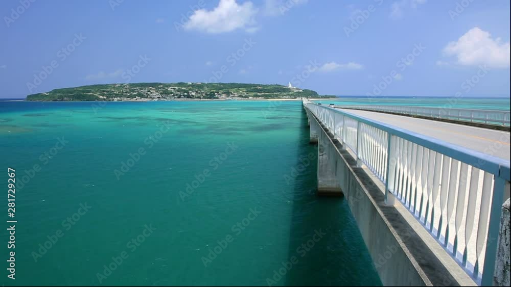 Kouri Bridge over emerald sea waters, Japan Kouri Bridge over emerald sea waters, Japan