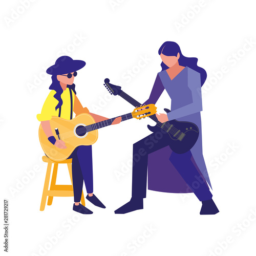 two male musicians musical instruments
