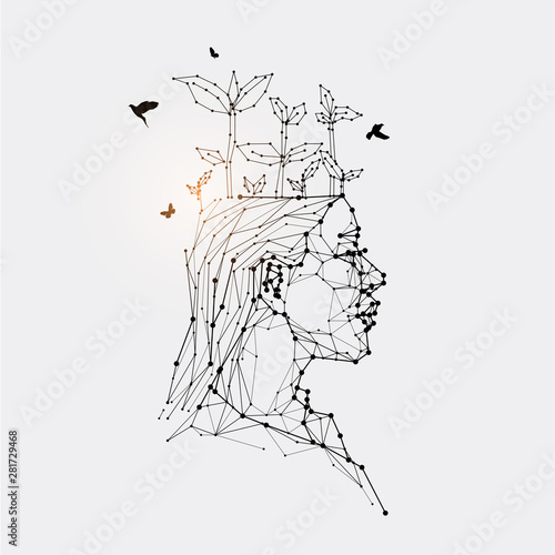 The particles, geometric art, line and dot of engineering