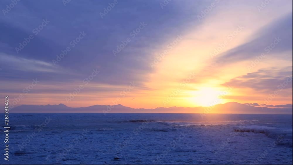 View of sea and coast, Shari, Hokkaido, Japan View of sea and coast, Shari, Hokkaido, Japan