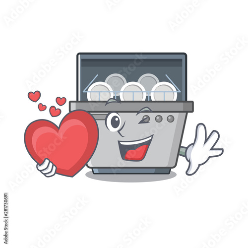 With heart dishwasher machine with the character shape