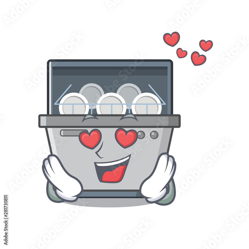 In love dishwasher machine with the character shape photo